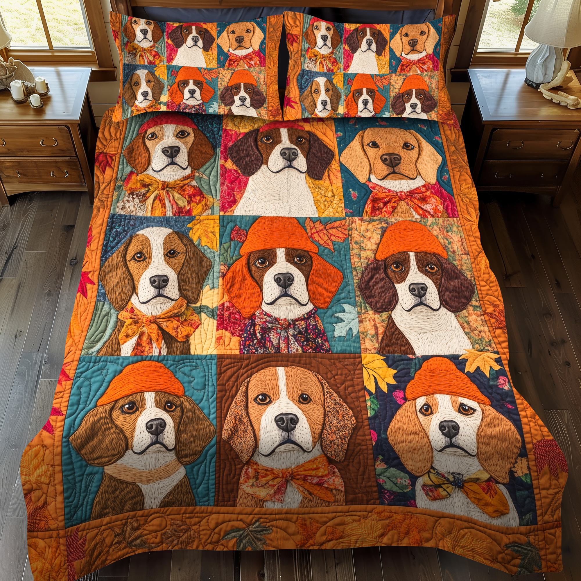 Adorable Beagle Quilted Bedding Set Best Christmas Gifts For Beagle Owners