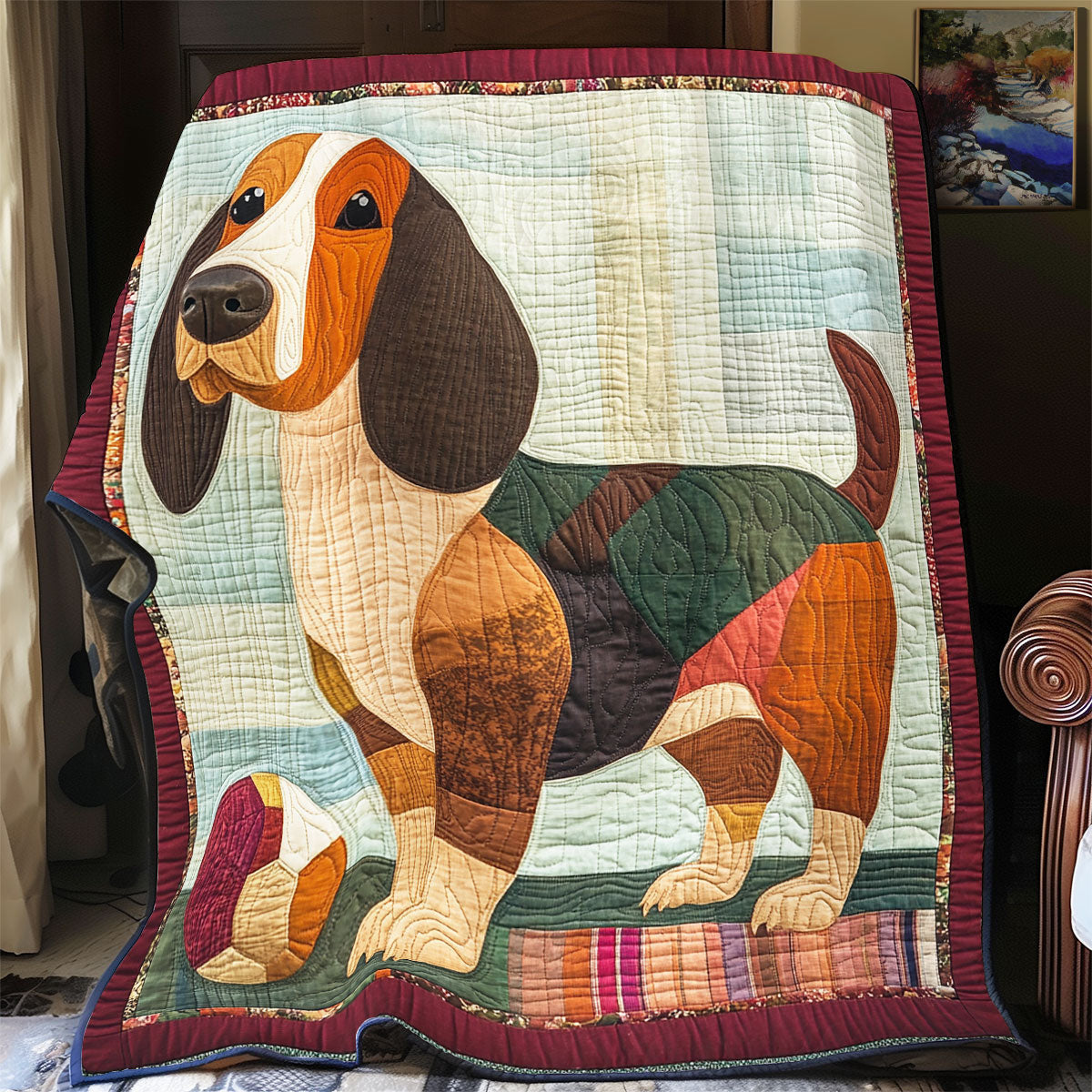 Adorable Basset Hound Quilt Blanket Cute Sofa Blanket Dog Themed Gifts For Humans